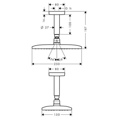 HANSGROHE Верхний душ с кронштейном Raindance E (27383000)