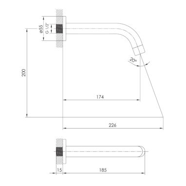 IMPRESE Излив для смесителя BRENTA графитовый хром (ZMK091908300)