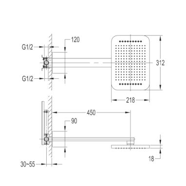 IMPRESE Верхний душ с кронштейном SMART CLICK хром (ZMK101901101)
