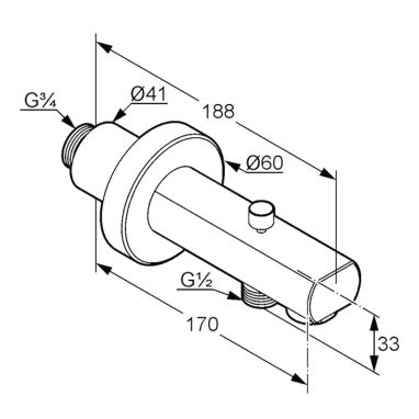 KLUDI Излив для смесителя с дивертором DN20 L-170 мм Zenta (1350105)