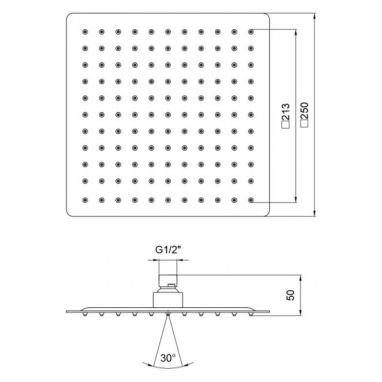 KRONER Лейка для верхнего душа KRP Edelstahl Kubus-ESG704-25 (CV022954)