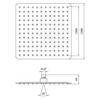 KRONER Лейка для верхнего душа KRP Edelstahl Kubus-ESG704-30 (CV022955)
