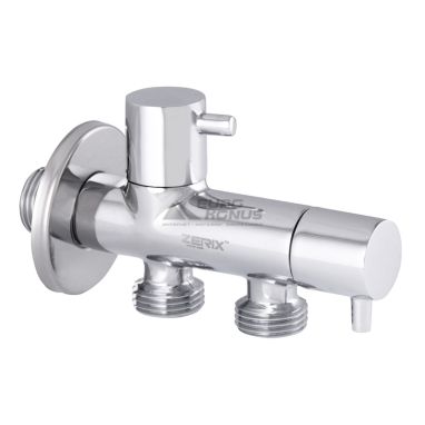ZERIX Кран угловой на 2 выхода 1/2"x1/2"x1/2" LRH507-1 (LL1211)