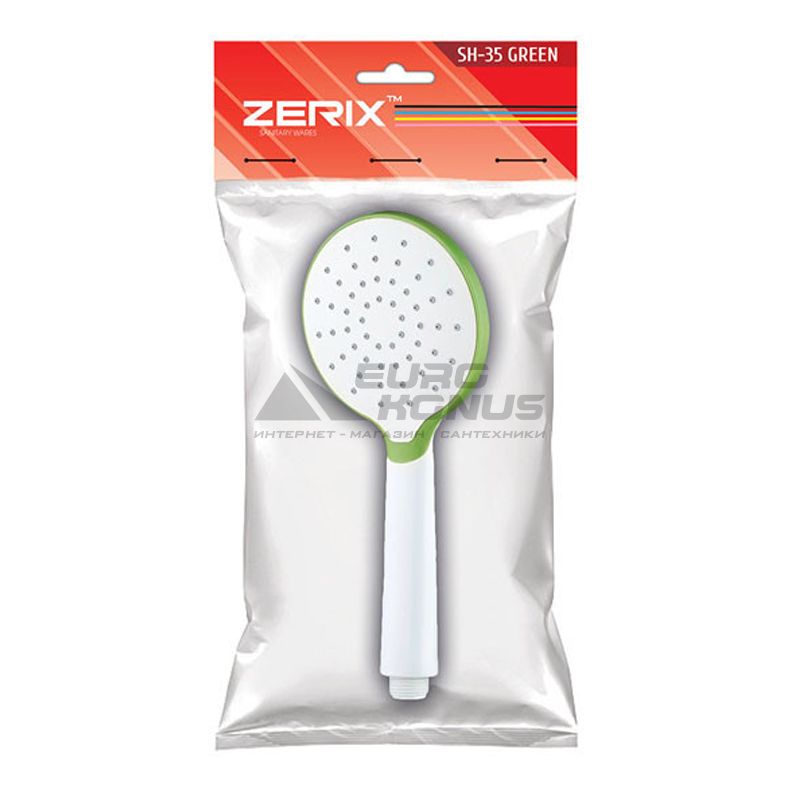 ZERIX Лейка для душа 1-режимная SH-35 Green (ZX2887)