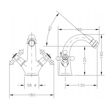 GENEBRE Смеситель для биде двухвентильный New Regent Classic (68516 09 45 66)