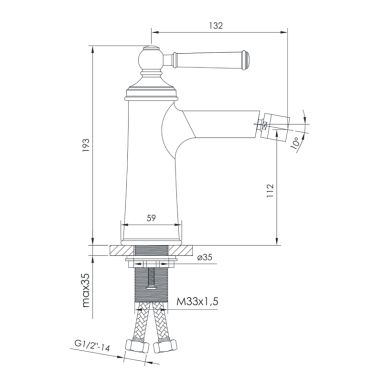 IMPRESE Смеситель для биде однорычажный HYDRANT никель (ZMK031806070)