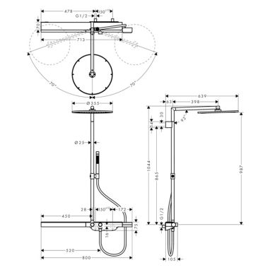 AXOR Душевая система термостатическая настенная ShowerSolutions (27984820)