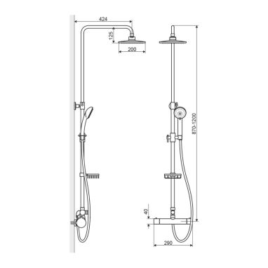 EXCELLENT Душевая система термостатическая настенная Rain Clear Slim (ARAC.SY.881ST)