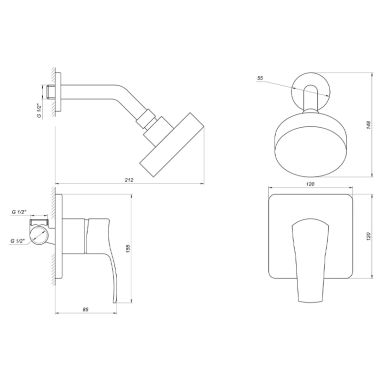 GLOBUS LUX Душевая система однорычажная встроенная GLQU-0105S-KIT