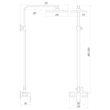 GLOBUS LUX Душевая система однорычажная настенная SICILIA SBQ-SH-125-BB