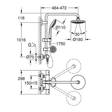 GROHE Душевая система термостатическая настенная Euphoria System 180 (26273000)