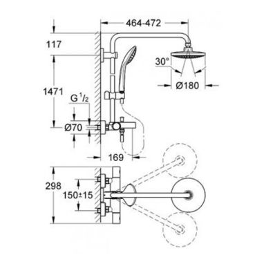 GROHE Душевая система термостатическая настенная Euphoria 180 (27475000)