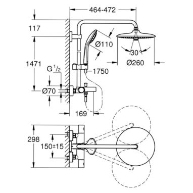 GROHE Душевая система термостатическая настенная EUPHORIA System 260 (27475001)