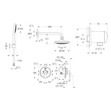 GROHE Душевая система однорычажная встроенная Eurostyle Cosmopolitan (26000001)