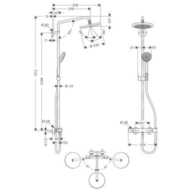 HANSGROHE Душевая система термостатическая настенная Croma (27185000)