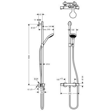 HANSGROHE Душевая система термостатическая настенная Croma Select S (27247400)