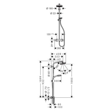 HANSGROHE Душевая система термостатическая настенная Crometta (27264400)