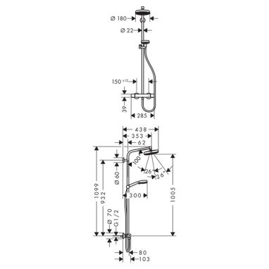 HANSGROHE Душевая система термостатическая настенная Crometta (27265400)
