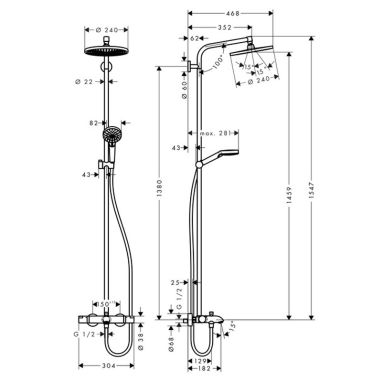 HANSGROHE Душевая система термостатическая настенная Crometta S (27320000)