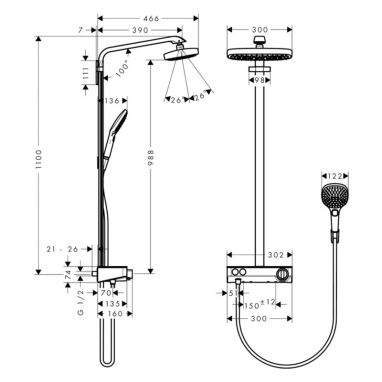 HANSGROHE Душевая система термостатическая настенная Raindance Select E (27126400)
