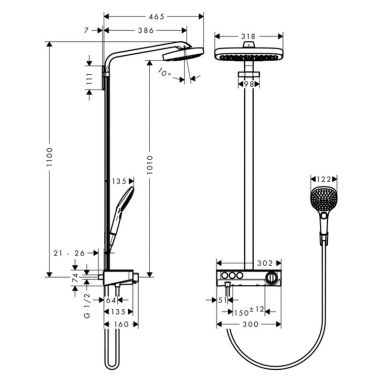 HANSGROHE Душевая система термостатическая настенная Raindance Select E (27127400)