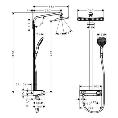 HANSGROHE Душевая система термостатическая настенная Raindance E (27287000)