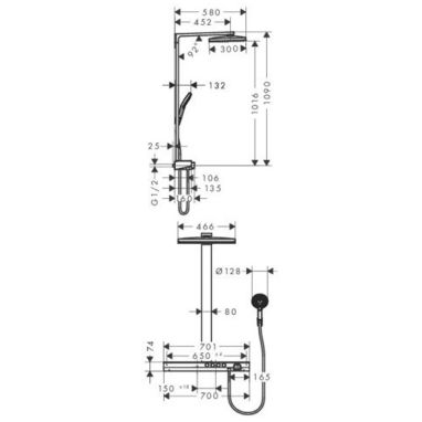 HANSGROHE Душевая система термостатическая настенная Rainmaker Select (27106400)