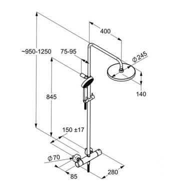 KLUDI Душевая система термостатическая настенная A-Qa Dual Shower System (6619505-00)