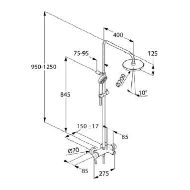 KLUDI Душевая система однорычажная настенная Logo Dual Shower System (6808305-00)