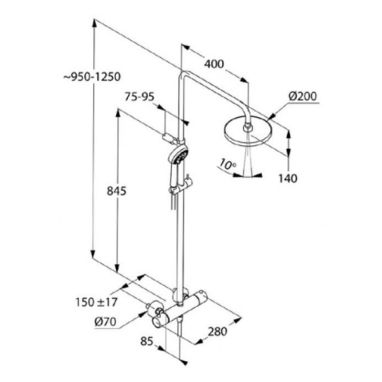 KLUDI Душевая система термостатическая настенная Logo Dual Shower System 1S (6809505-00)