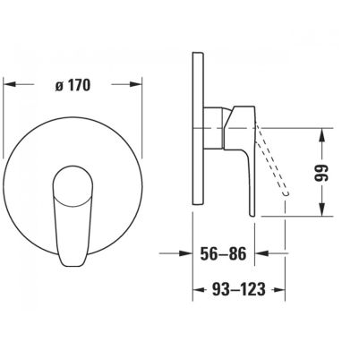DURAVIT Смеситель для душа однорычажный скрытого монтажа B.1 (B14210010010)
