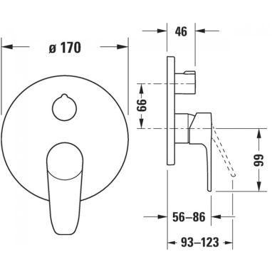 DURAVIT Смеситель для ванны однорычажный скрытого монтажа B.1 (B14210012010)