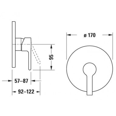 DURAVIT Смеситель для душа однорычажный скрытого монтажа B.2 (B24210010010)