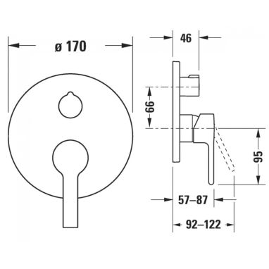 DURAVIT Смеситель для ванны однорычажный скрытого монтажа B.2 (B24210012010)