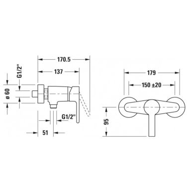 DURAVIT Смеситель для душа однорычажный B.2 (B24230000010)
