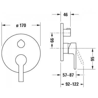 DURAVIT Смеситель для ванны однорычажный скрытого монтажа B.2 (B25210012010)