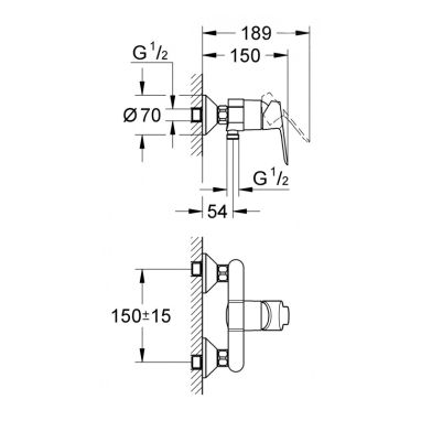 GROHE Смеситель для душа однорычажный Bau Edge (23333000)