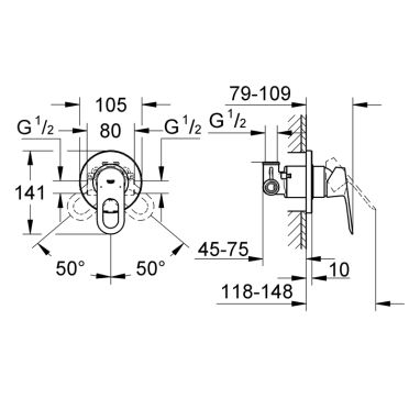 GROHE Смеситель для душа однорычажный скрытого монтажа BAU LOOP (29042000)