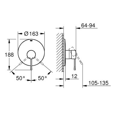 GROHE Внешняя часть смесителя однорычажного для душа ESSENCE (19286DL1)