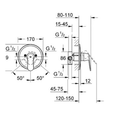 GROHE Смеситель для душа однорычажный скрытого монтажа Eurosmart Cosmopolitan (32880000)