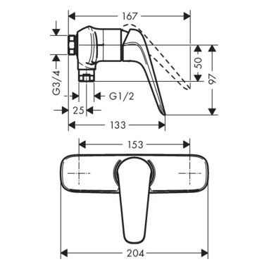 HANSGROHE Смеситель для душа однорычажный Novus (71061000)