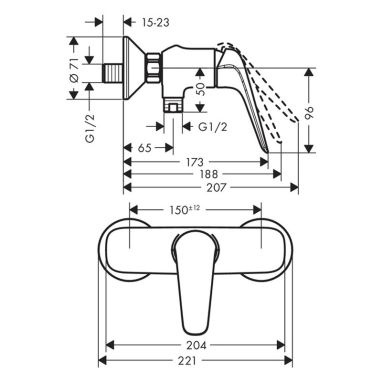HANSGROHE Смеситель для душа однорычажный Novus (71062000)