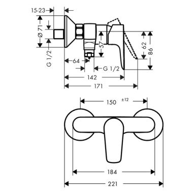 HANSGROHE Смеситель для душа однорычажный Talis E (71760000)