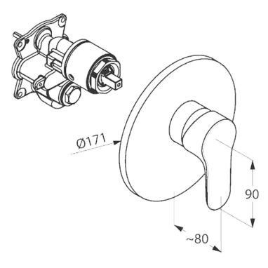 KLUDI Смеситель для душа однорычажный скрытого монтажа Objekta (326550575)