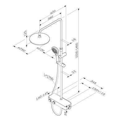 AM.PM Душевая система термостатическая настенная Inspire V2.0 (F0750A400)