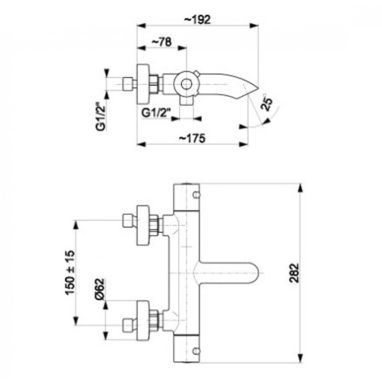 ARMATURA Смеситель для ванны термостатический Moza Chrom 5734-010-00