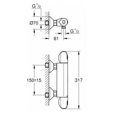 GROHE Смеситель термостатический для душа Grohtherm 1000 (34143003)