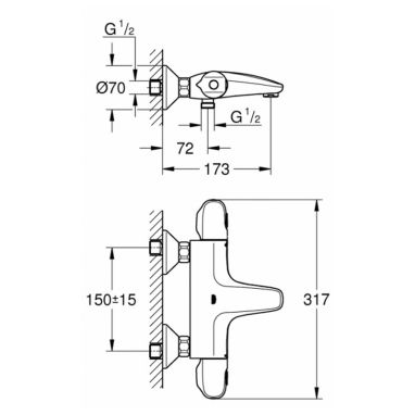GROHE Смеситель термостатический для ванны Grohtherm 1000 (34155003)