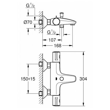 GROHE Смеситель термостатический для ванны Grohtherm 800 (34567000)