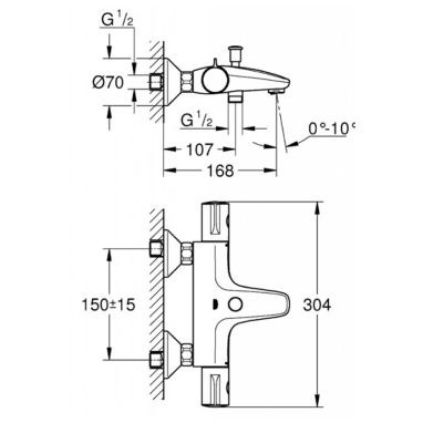 GROHE Смеситель термостатический для ванны Grohtherm 800 (34576000)